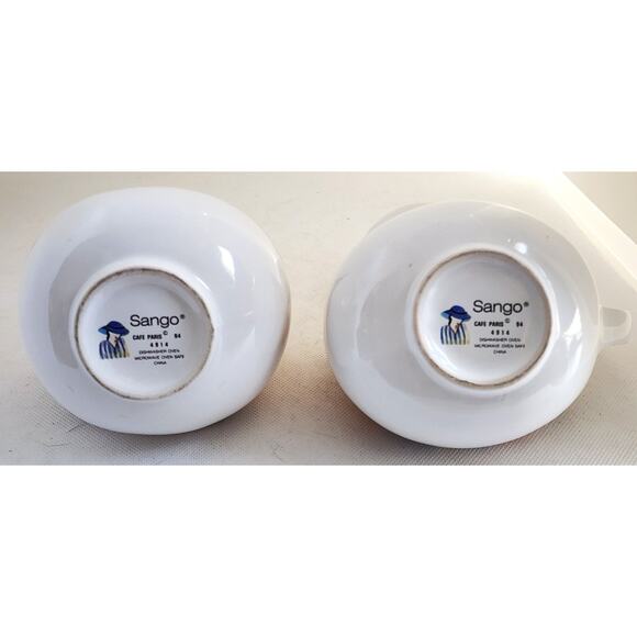 Creamer and Sugar Bowl with Lid Set-Sango-"Cafe Paris"-White-Multicolor Design - Picture 6 of 10